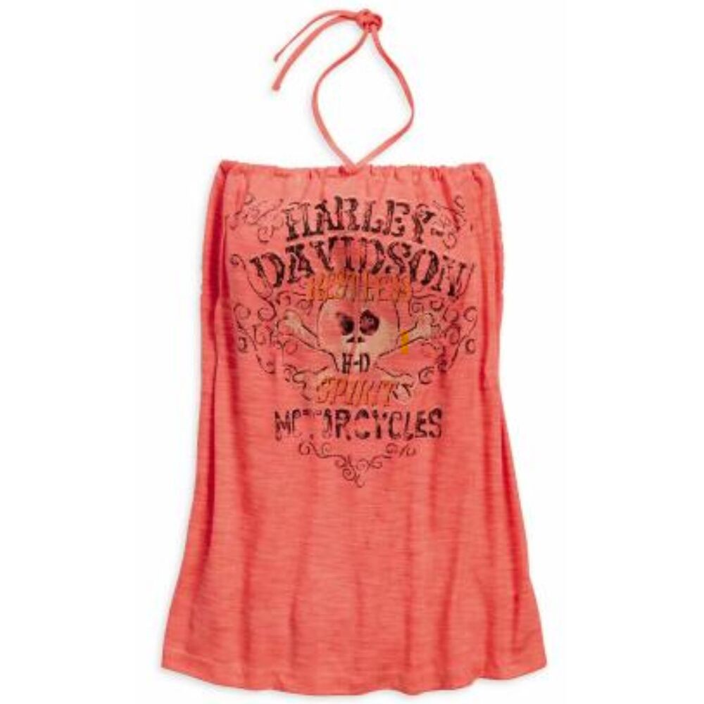 💀 Harley-Davidson Skull & Crossbones Halter Top – Women’s 1W 💀